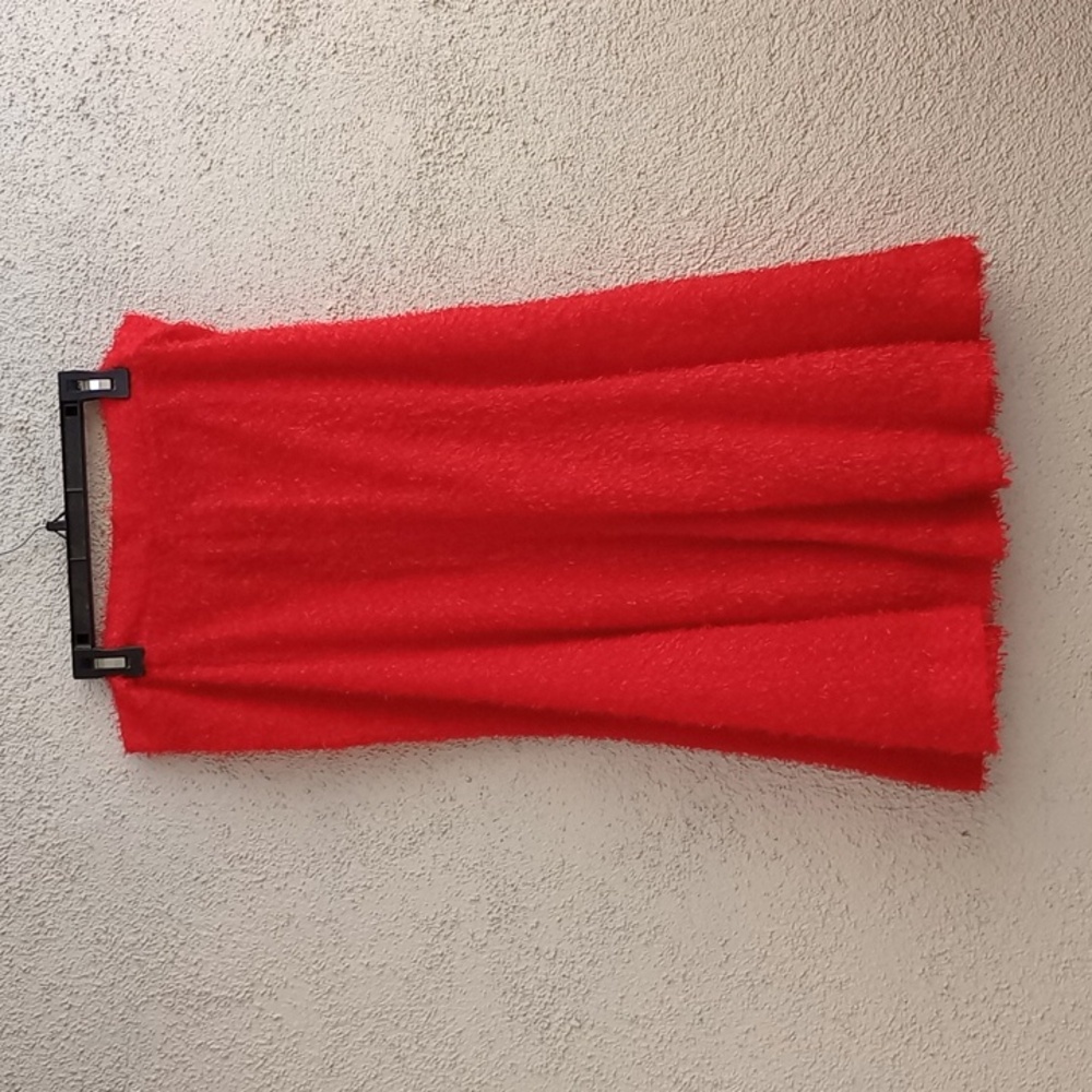 Vintage Red Fuzzy Knit Midi Skirt A-Line Holiday Fit Retro Chic Fall Winter 4-6 - Picture 8 of 17